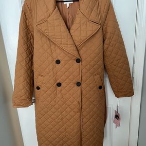 Quilted coat double breasted mustard color